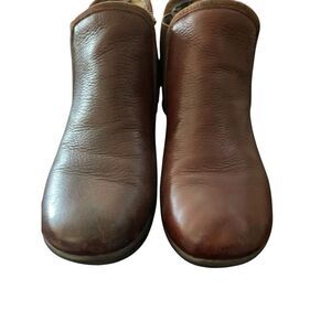 Skechers Womens Brown Leather Platform Wedge Heel Ankle Boots Shoes Size 6.5